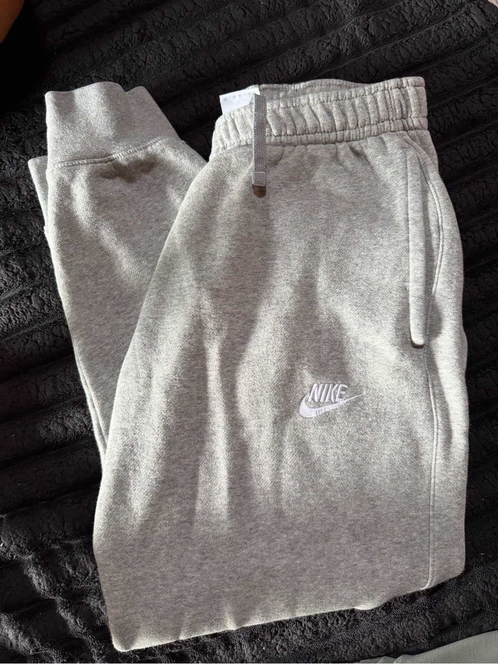 Nike Men’s Light Gray Embroidered Logo Joggers